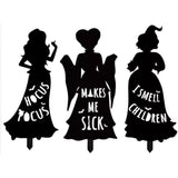 3Pcs Set Halloween Black Hocus Pocus Witches Garden Silhouette Yard Signs with Stakes