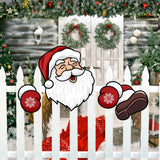 Christmas Outdoor Fence Peeker Xmas Garden Ornaments Decoration Style 1