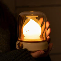 Cute Kerosene Lamp Silicone Campfire Night Light Desktop LED Decorative Light Yellow