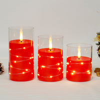 3Pcs LED Candles Battery Operated Fake Candles for Romantic Ambiance Home Decoration Red