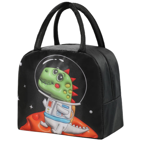 Kids Cute Insulated Lunch Bag 3D Cartoon Meal Tote Bag Black