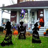 3Pcs Set Halloween Decorations Black Hocus Pocus Witches Signs with Stakes Outside Yard Lawn Decor