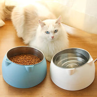 Tilted Dog Food Bowl Stainless Steel Cat Dog Feeder Blue