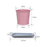 Set of 3Pcs Herb Garden Planter Set Metal Plant Pots with Tray