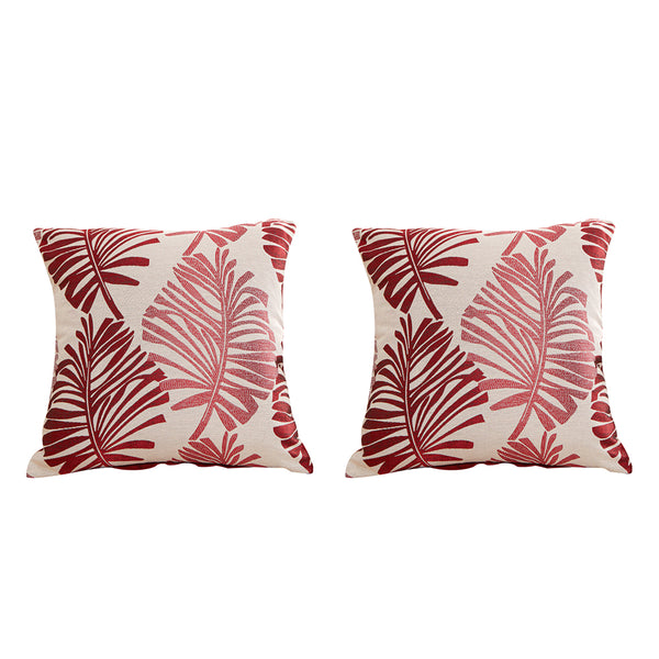 2Pcs Set Palm Leaf Design Cushion Covers Decorative Throw Pillowcase Sofa Home Decor Red