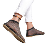 Glittery Stretchy Hollow Shoes Women Comfortable Shiny Rhinestone Flats Shoe Black