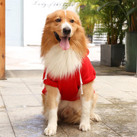 Winter Dog Hoodie Sweatshirts with Pockets Warm Dog Jumper Puppy Clothing Coat Shirt Red