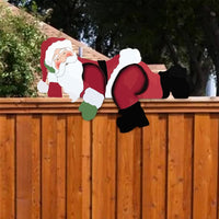 Santa Claus Fence Peeker Decoration Outdoor Garden Fence Sign Christmas Decor