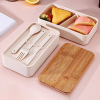 2-Layer Bento Box with Movable Compartments Stackable Lunch Box with Insulated Bag White