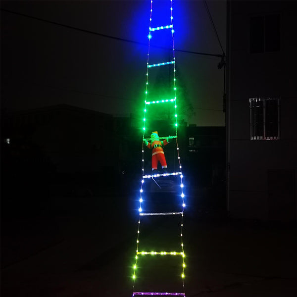 Christmas Decorative Ladder Lights with Santa Claus Xmas Party Decorations for Indoor Outdoor Multicolor