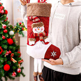 2Pcs Santa Gift Hanging Stocking Xmas Hanging Pouch Christmas Stocking Decoration for Holiday Party Decor Style 2