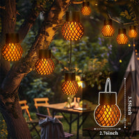 4 Pcs Solar Lantern Lights Hanging Flickering Flame Lights Outdoor  Garden Yard Festival Decor