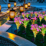 2Pcs Set Solar Flower Lights Garden LED Decorative Stake Light Outdoor Yard Patio Decor Pink