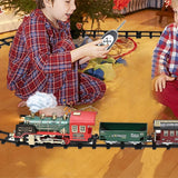 Electric Steam Train Set with Sound and Light Xmas Kid Toy