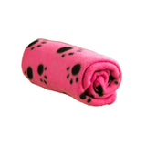 Pet Blanket Dog Paw Print Warm Blankets Soft Sleep Mat Bed Cover for Kitten Puppy Small Animals Pink