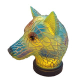 Animal Table Lamp Stained Painting Glass-Like Night Light Resin Home Bedroom Decoration Wolf Style