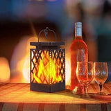 Solar Flickering Flame Lantern Light Diamond Shape Hollowed-Out Lights Patio Deck Yard Decor