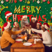 Merry Christmas Banner Holiday Garage Door Decorations Backdrop Background Party Supplies Green