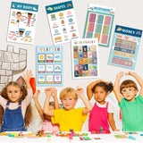 16 Sheets Boho Kids Educational Posters Toddler Learning Posters for Classroom Kindergarten Elementary Education Supplies