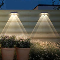 2Pcs Solar Fence Wall Lights Outdoor Deck Lights Step Light Garden Decor