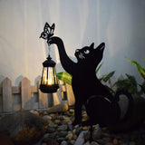 Solar Garden Lights Cat Lantern Decorative Light Outdoor Yard Lawn Decor