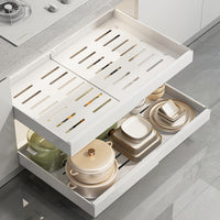 Expandable Pull Out Cabinet Organizer Sliding Drawers for Kitchen Bathroom Cabinet White