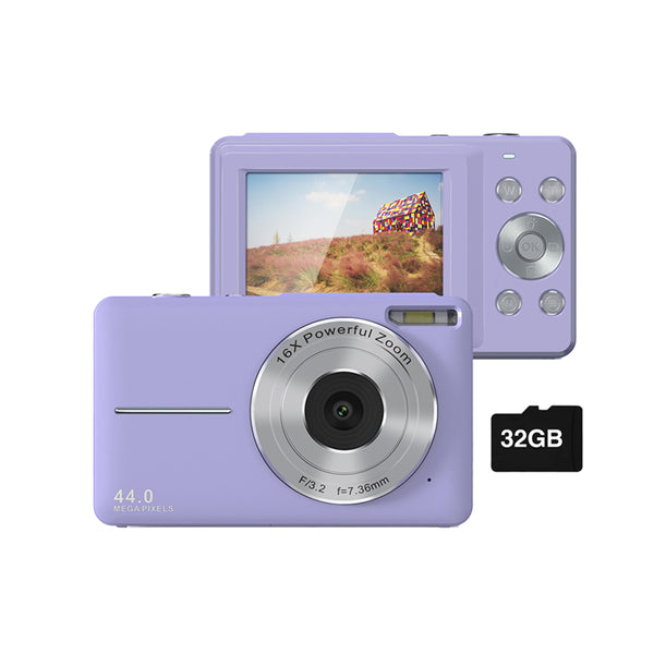 16X Zoom Digital Camera with 32GB Card 1080P Mini Video Camera for Teens Kids Purple