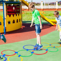 38cm Hopscotch Ring Game Set with 10 Pcs Connectors Kids Agility Training Toys Outdoor Indoor Game