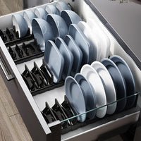 Adjustable Aluminum Dish Drainer Drawer Plate Drying Rack Organizer Kitchen Accessory