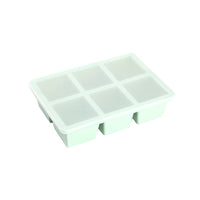 2Pcs 6-Grid Silicone Ice Cube Tray Large Square Ice Cube Mold for Whiskey Cocktails Drinks Light Green