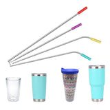 20Pcs Stainless Steel  Straws Reusable Drinking Straws with Silicone Tips