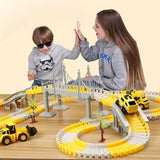 Kids Construction Race DIY Tracks Toys  Electric Car Toys Road Race Playset