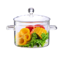 Clear Glass Cooking Pot with Lid Double-Handle Glass Stovetop Pot for Pasta Noodle Soup Milk