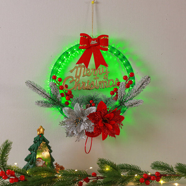 Christmas Wreath Light Dual Power Mode Hanging Christmas Garland Lights Xmas Decor Style 2