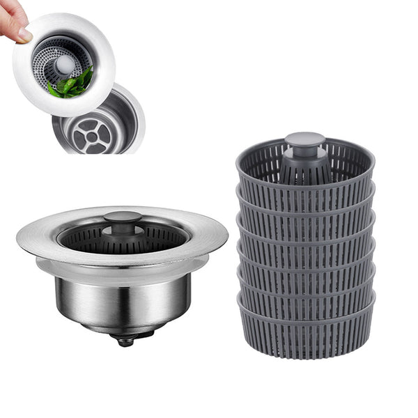 3-in-1 Kitchen Sink Drain Strainer and Stopper Set Anti-Clogging Basket Strainer