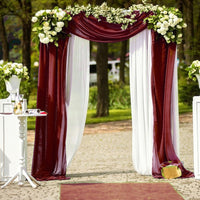 Chiffon Wedding Arch Draping Fabric Backdrop Curtain Drape Tulle Wedding Ceremony Party Ceiling Decor Wine Red