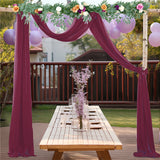 Chiffon Wedding Arch Draping Fabric Backdrop Curtain Drape Tulle Wedding Ceremony Party Ceiling Decor Wine Red