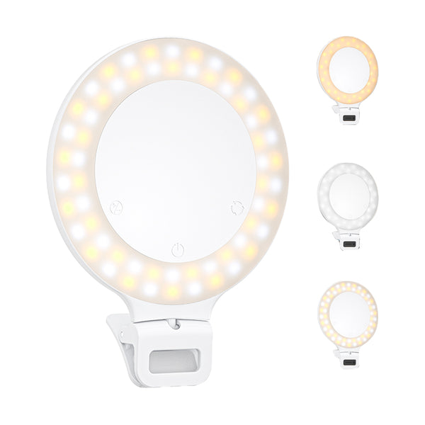 3 Lighting Mode Selfie Light Adjustable Brightness Clip-on Ring Light for Makeup Photography Vlog Live