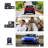 3 Channel Dash Cam Front and Rear Inside 1080P Full HD 170 Degree Wide Angle Dashboard Camera