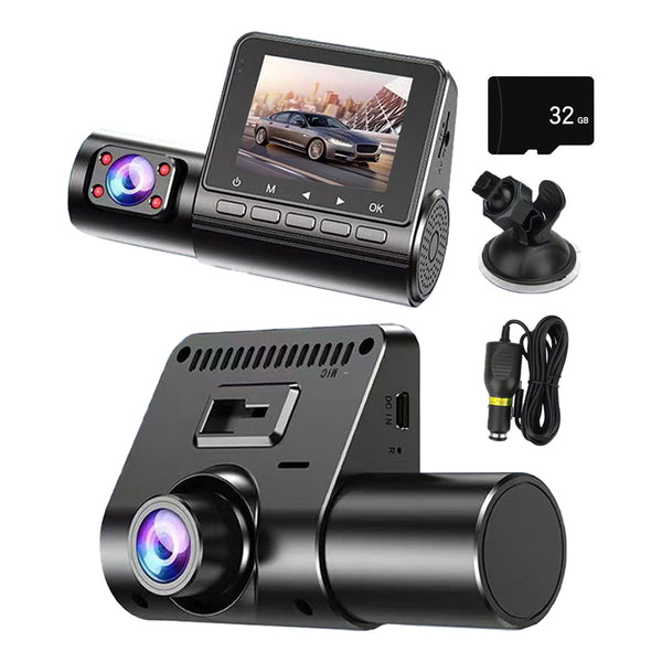 2 Channel Dash Cam Front and Rear Inside 1080P Full HD 170 Degree Wide Angle Dashboard Camera