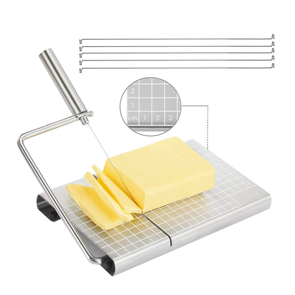 Graduated Cheese Slicer Stainless Steel Cheese Cutter with Extra 5 Cutting Wires