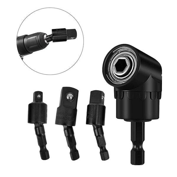 Drill Bit Extension Set Hex Socket Adapters with Angle Drill Adaptor Black