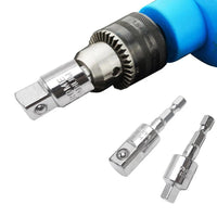 Drill Bit Extension Set Hex Socket Adapters with Angle Drill Adaptor Silver