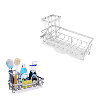 Multifunctional Kitchen Sink Caddy Organizer Detachable Sponge Holder Dish Soap Caddy for Countertop Storage Silver