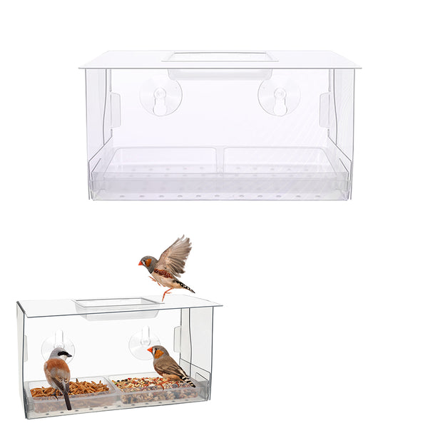 Acrylic Bird Feeder Sunction Cup Mounted Outside Bird Water Food Feeder