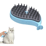 3-in-1 Spray Cat Brush Silicone Pet Massage Grooming Brush Blue