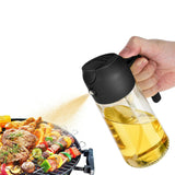 2 in 1 Oil Dispenser and Oil Sprayer 470ML Oil Dispenser Bottle for Kitchen Cooking Black