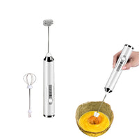 Handheld Electric Coffee Milk Frother Whisk Egg Beater USB Rechargeable 3 Speeds Adjustable White