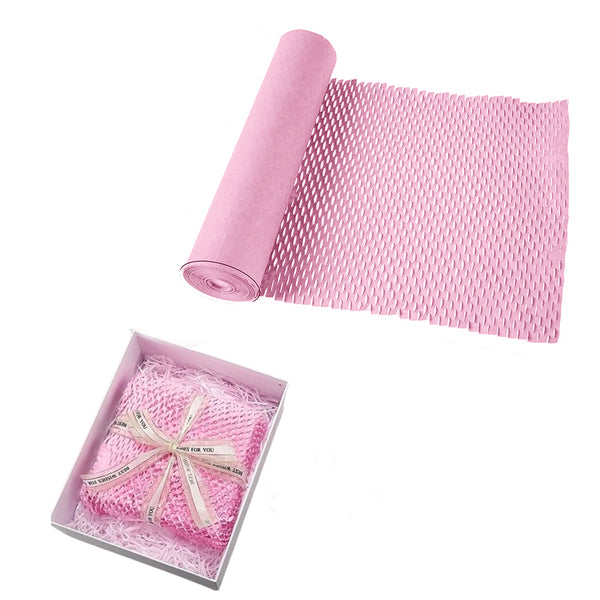 30M Honeycomb Packing Paper Recyclable Cushioning Packing Paper for Moving Wrapping Roll Pink