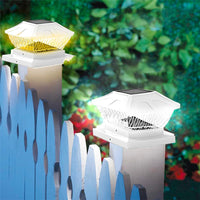 2Pcs Set Solar Post Cap Lights Outdoor Garden Fence Post Lights 2 Lighting Modes White